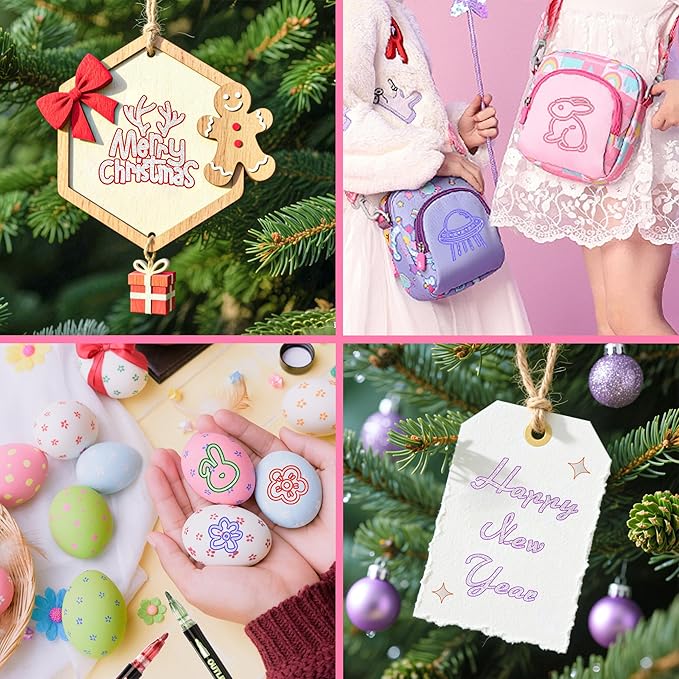 Outline Glitter Markers, 24 Colors Outline Shimmer Markers, Teen Girl Gifts Trendy Stuff, Glitter Pens Set, Art Crafts School Journaling Supplies for Kids Girls Ages 4-16 Year Old