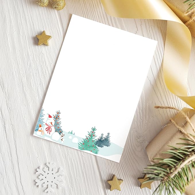 easykart labels Christmas Stationery Paper Letterhead Sheets 60 Pack Holiday Xmas Theme Design For Writing Letters Computer Office Notes & Printing Supplies Size 8.5" X 11"