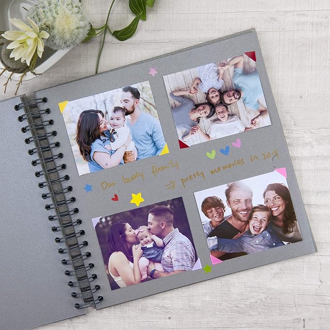 10 x 10 Inch DIY Scrapbook Photo Album with Window Design Cover 80 Pages Craft Paper Memory Book for Weeding Anniversary Travel and Baby (Gray)