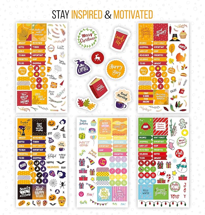 [Expanded] Vladi Creative Aesthetic Monthly Planner Stickers – 1397 pcs / 23 Sheets – Seasonal, Holiday, Productivity & Decorative Stickers for Women – Perfect for Calendars, Journals, & Scrapbooking