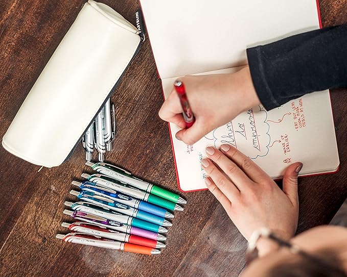 Pentel® EnerGel™ RTX Retractable Liquid Gel Pens, Medium Point, 0.7 mm, Assorted Colors, Pack Of 12 Pens