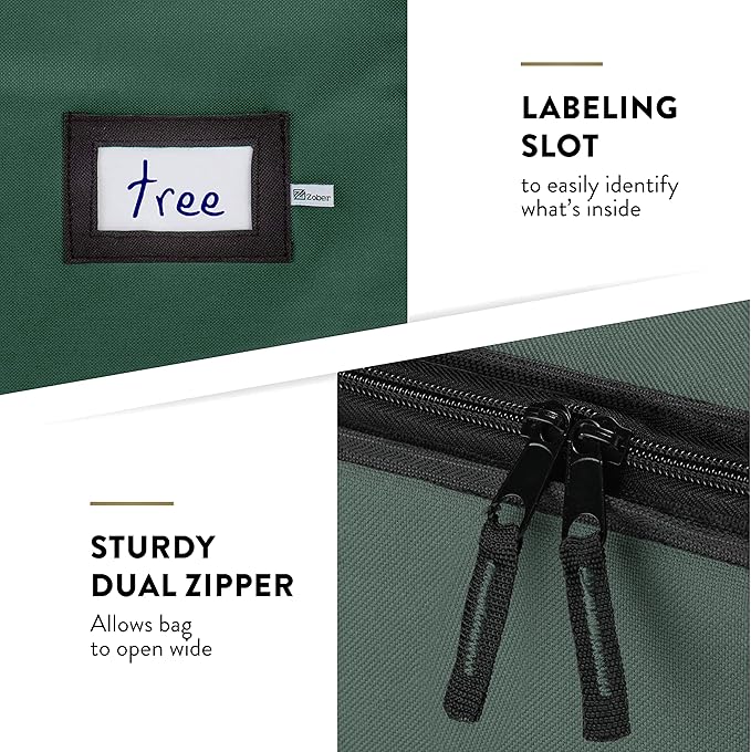 Zober Christmas Tree Storage Bag - Fits 7.5 Ft Artificial Trees - Tear Proof 600D Oxford Fabric Waterproof Christmas Tree Bag For Storage Box For Xmas - Strong, Durable Handles - Card Slot - Green