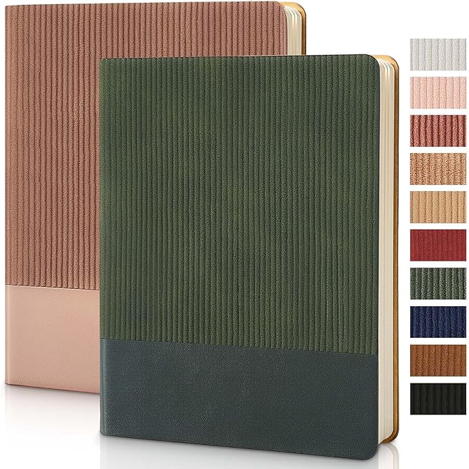 Lined Journal Notebook for Work College Ruled Note Book 7.2"x9.6" B5 PU Leather Daily Journaling 160 Pages for Women Men Writing Home School Supplies Business (Darkgreen/Darkpink)