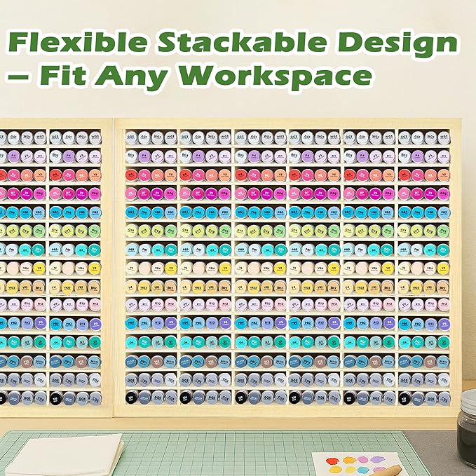 PROLEE Marker Storage Organizer for 360 Markers,Wooden Alcohol Marker Holder with 90 Slots,Markers Pens Pencils Art Supply Storage Rack for Desk Home Classroom Office Decor