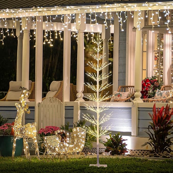 LIGHTSHARE 6FT 325L Lighted Starlit Tree, Warm White, for Home, Festival, Party, and Christmas Decoration, Indoor and Outdoor Use, White