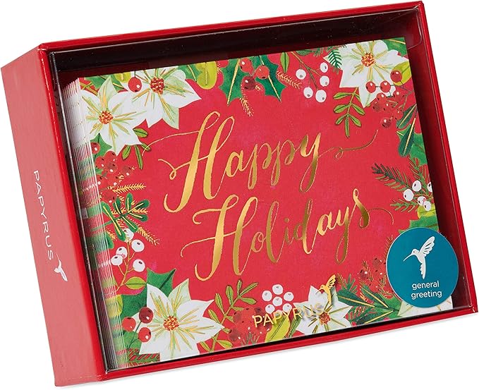 Papyrus Holiday Cards Boxed with Envelopes, Warmest Wishes of the Season, Happy Holidays (20-Count)