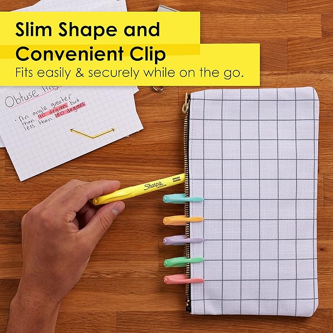 Sharpie Pocket Highlighters, Mild Pastel Colors, Assorted, Chisel Tip, 12 Count - School, Home, and Office Use, Teacher Supplies