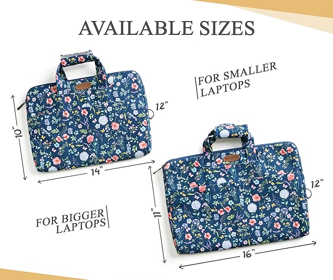 Maison d'Hermine Laptop Bag upto 13.5 inch Stain and water repellent Cotton canvas - Just Florals