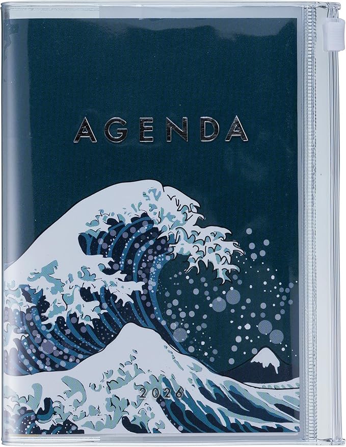 MARK'STYLE A6 Weekly Vertical Planner 16 Months (Sep. 2025 – Dec. 2026) with Soft Transparent PVC Cover,Refillable, Pocketed, for Daily Organizing & Planning (Wave Navy)
