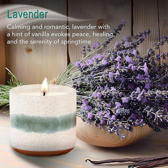 Hyggelight - The Growing Candle, Lavender Scented, 8.5oz Ceramic Pot, Single Wick Aromatherapy Candles, 100% Soy for Women and Men, Edith