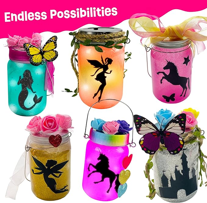 Light-up Unicorn Fairy & Mermaid Lanterns Craft Kit – Christmas Gifts for 8 9 10 11 12 Year Old Girls - Creative Art Girl Toys 8-10 Years Old and Up - Craft Kits for Girls Ages 8-12 - Tween Gift Ideas