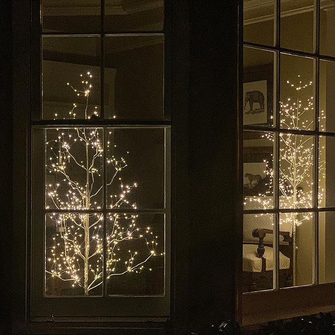 LIGHTSHARE Christmas Tree Combo Kit - Starlit Tree Collection with Angel Lights, 4 Feet 5 Feet and 6 Feet, Golden, Pack of 3, Perfect for Home Decor Holiday Party Wedding