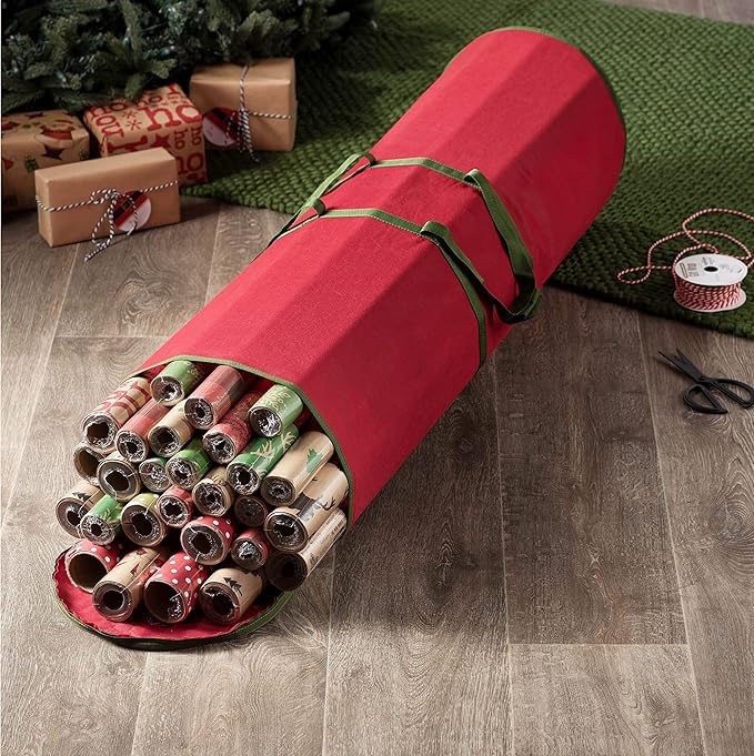ZOBER Wrapping Paper Storage Containers - 40 Inch Gift Wrapping Organizer Storage - Fits 20 Standard Rolls of Wrapping Paper - Breathable Fabric, Waterproof