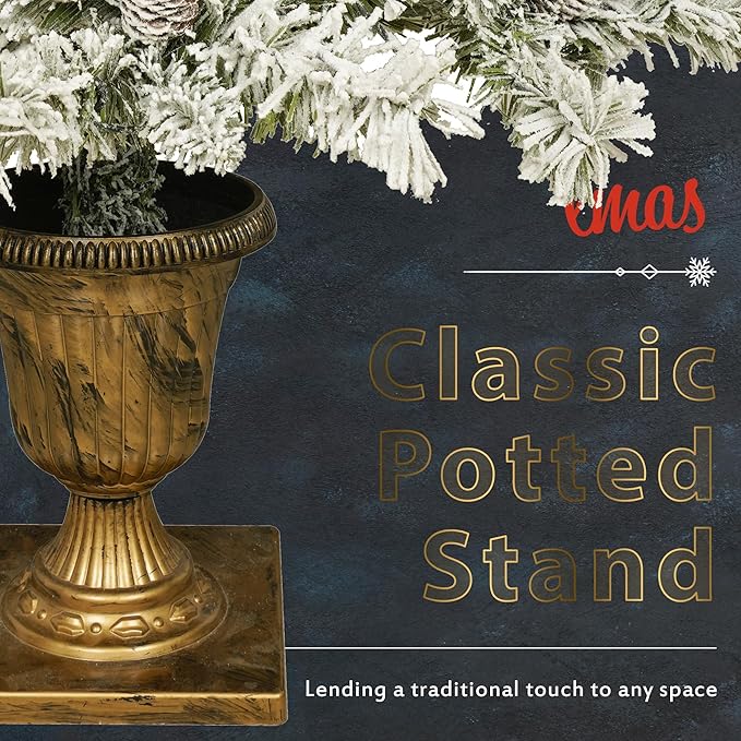 Merax Prelit Christmas Tree Set of 4pc, Set of 2 Artificial Potted Christmas Entrance Trees with Lights, Christmas Wreath, and 9FT Garland for Fireplace Front Porch Seasonal Holiday Decoration