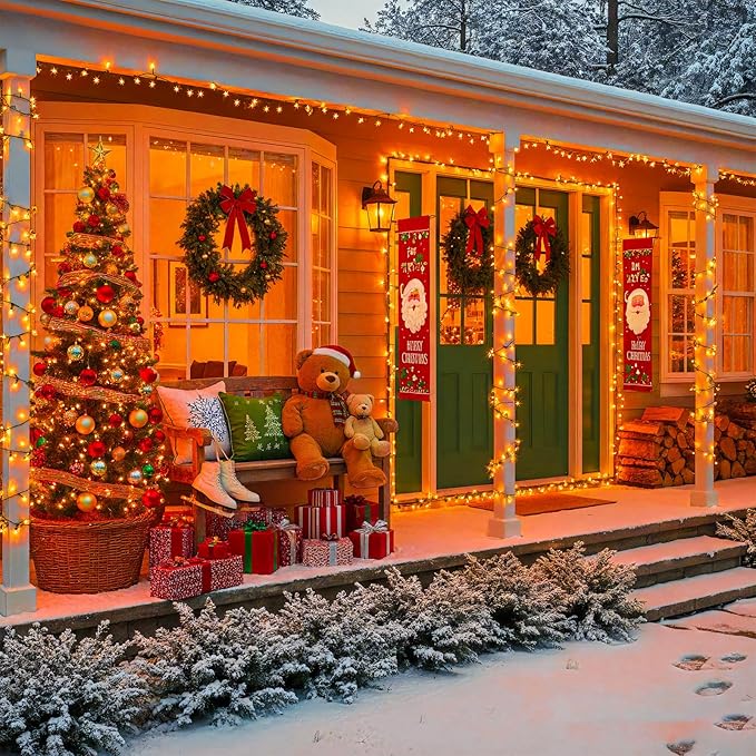 Orange Christmas Lights Outdoor, 66FT 200 LED String Lights for Outside with 8 Modes Waterproof, Plug in Connectable Twinkle Light Green Wire for Indoor Garden Tree Patio Party Decorations