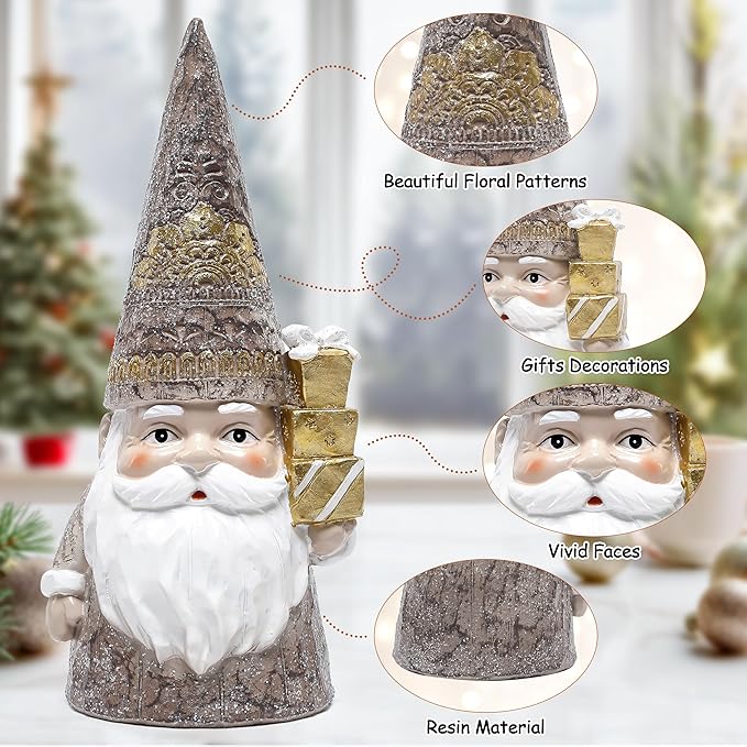 Leekung Gnome Statues for Christmas Decorations- Christmas Gnomes Figurines for Tabletop Shelf Fireplace Mantle Table Decor,Winter Retro Holiday Indoor Home Decorations,Xmas New Year Gifts for Women