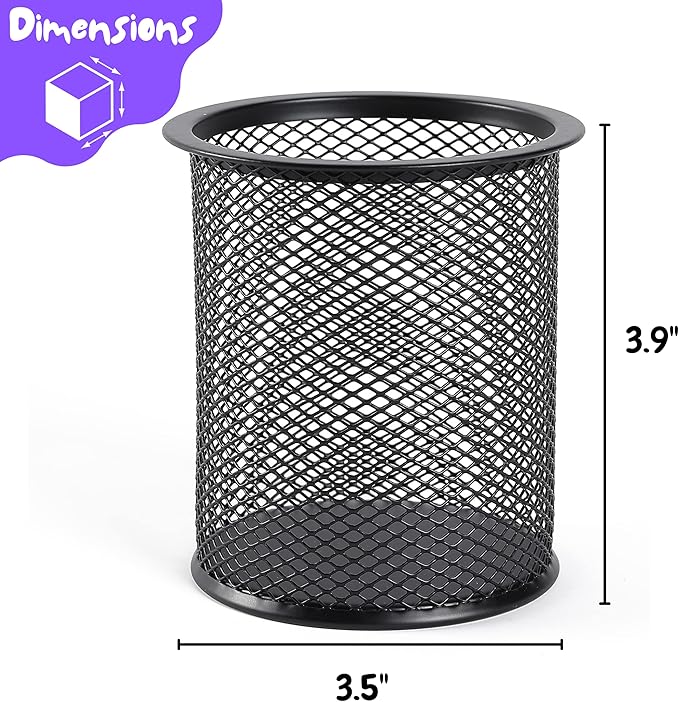 Mr. Pen- 3pcs Metal Mesh Pencil Cup Holder, Black Organizer for Desk, Pen Cups