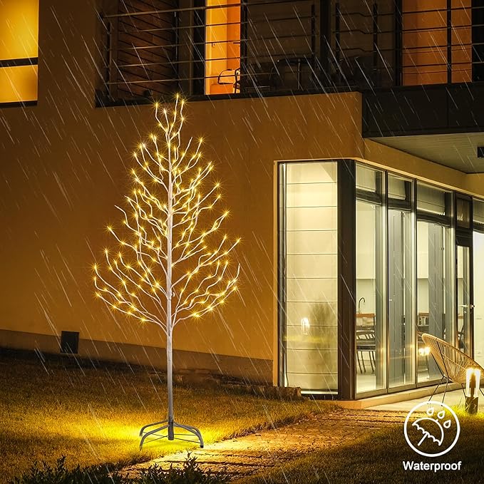 LIGHTSHARE 5FT 200L Lighted Star Light,Warm White Lighted Tree Decoration Light,Home/Festival/Party/Christmas,Indoor and Outdoor Use