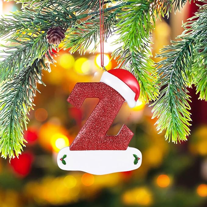 Personalized 26 Letters Ornaments for Christmas Tree 2025, Custom Christmas Ornament with Family Member's Names 3D Resin Xmas Hanging Pendant Original Gifts for Family Friends(Z)