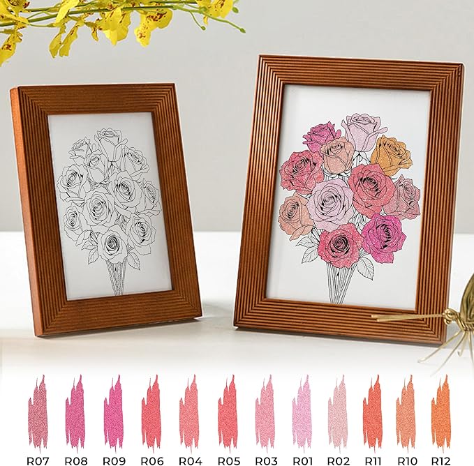 Retractable Glitter Gel Pens, 12 Colors Large Capacity Red Pink Glitter Metallic Gel Ink Pens, 1 mm Fine Point Smooth Writing Color Pens for Adult Coloring Book Note Taking Aesthetic Art Supplies