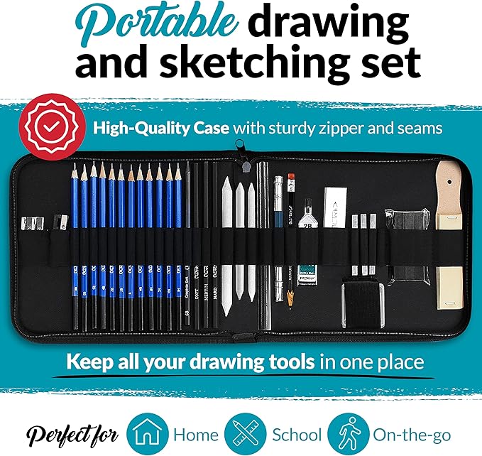 NIL TECH 37-Piece Premium Shading Pencils for Drawing, Include Exclusive Tutorials and Sketch Pad – Perfect as Birthday, Holiday Gifts, or Artist Gifts Ideal for Detailed Sketches, Fine Shading