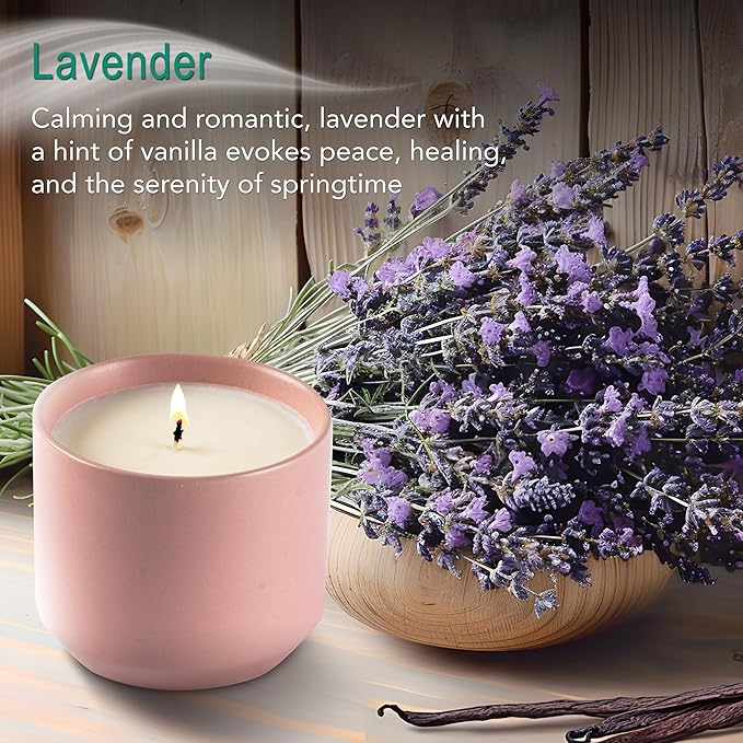 Hyggelight - The Growing Candle, Lavender Scented, 8oz Ceramic Pot, Single Wick Aromatherapy Candles, 100% Soy for Women and Men, Adelyn