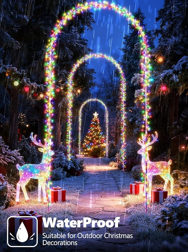Lomotech Christmas Light Arch - 9.5Ft 460 Leds Iron Pole Archway 8 Modes Waterproof Christmas Lights with Timer for Lawn, Yard, Walkway, Garden, Party, Holiday, Christmas Decoration (Multicolor)