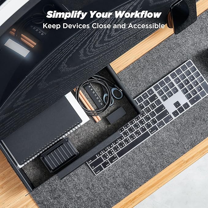 Moodular Add-ons Storage Drawer [Accessory Only - Requires Moodular Wooden Monitor Stand Slide Rails for Use] Black MSA-DR