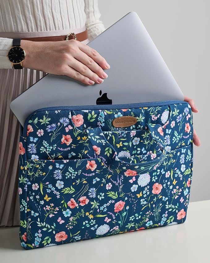 Maison d'Hermine Laptop Bag upto 15.6 inch Stain and water repellent Cotton canvas - Just Florals