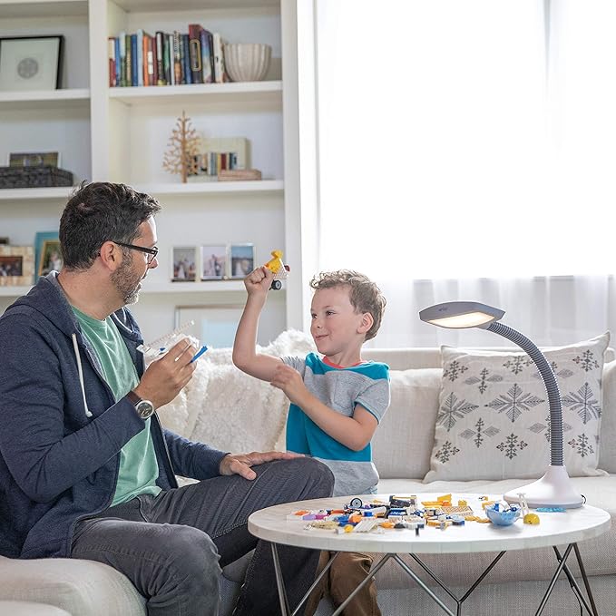 Verilux SmartLight Full Spectrum LED Desk Lamp with Adjustable Brightness, Flexible Gooseneck and Integrated USB Charging Port - Reduces Eye Strain and Fatigue - Ideal for Readers, Artists, Crafters