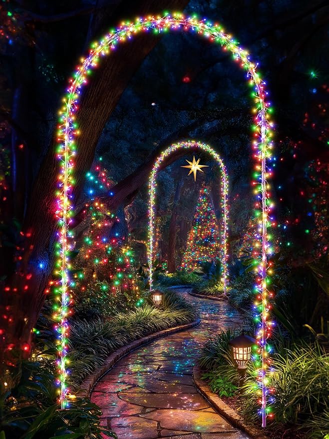 Lomotech Christmas Light Arch - 7.5Ft 360 Leds Iron Pole Archway 8 Modes Waterproof Christmas Lights with Timer for Lawn, Yard, Walkway, Garden, Party, Holiday, Christmas Decoration (Multicolor)