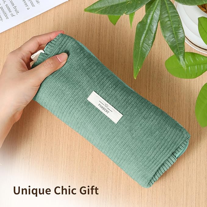 Pencil Bag Pen Case, Soft Corduroy Small Pencil Pouch Organizer with Zipper, Cute Pencil Case Pouch Stationery for Girls and Boys – Green