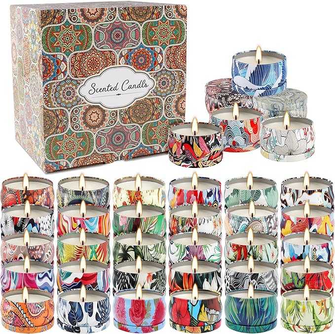 Scented Candles Gifts Set 36 Pack Soy Wax Travel Tin Jar Candles,Aromatherapy Candles for Home 2.5 OZ Scented Candles for Mom for Christmas, Birthday, Thanksgiving, Mother's Day,Valentine'sDay