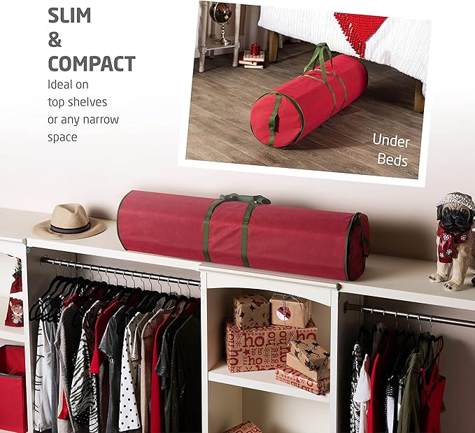 ZOBER Wrapping Paper Storage Containers - 40 Inch Gift Wrapping Organizer Storage - Fits 20 Standard Rolls of Wrapping Paper - Breathable Fabric, Waterproof