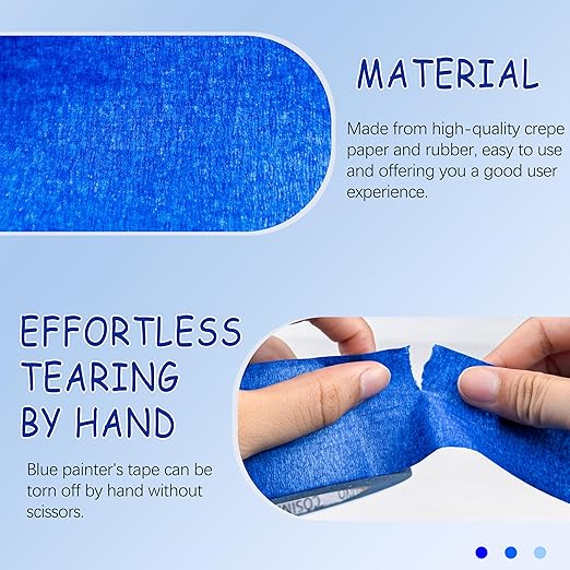COSIMIXO Blue Painters Tape 1.88 in x 60 Yds, 6 Rolls Pack – Professional Grade Blue Masking Tape for Painting, Protects Surfaces & Residue-Free Removal, Multi-Surface Use on Wall Painting, Labeling