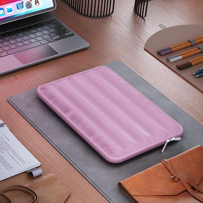 LS-M Puffy 15-16 Inch Laptop Sleeve Case for Women Men Cute Carrying Cover Compatible with MacBook Pro 15" 16", Latitude 7640, 15.6" 15b Protective Portable Case (Pink, 15-16inch)