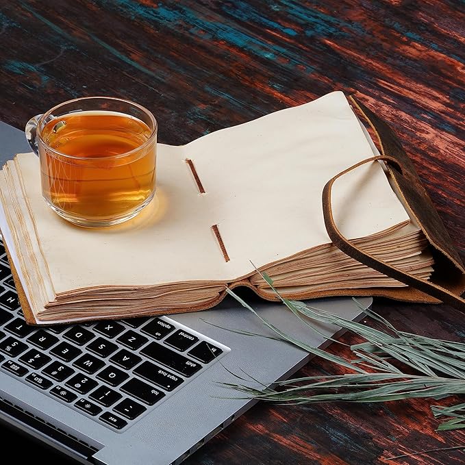 LEATHER VILLAGE Leather Bound Journal - Dark Brown, 7"X5", 220 Pages - Vintage Blank Paper Diary for Writing, Drawing, Sketchbook, and Travel Notebook - Ideal for Women and Men