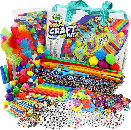 Mega Arts and Crafts Supplies Kit for kids - Boys and Girls age 4 5 6 7 8 years old - Toddler Art Set Activity Materials Bag - Great for Preschool, kindergarten, and Homeschool DIY Crafting Projects